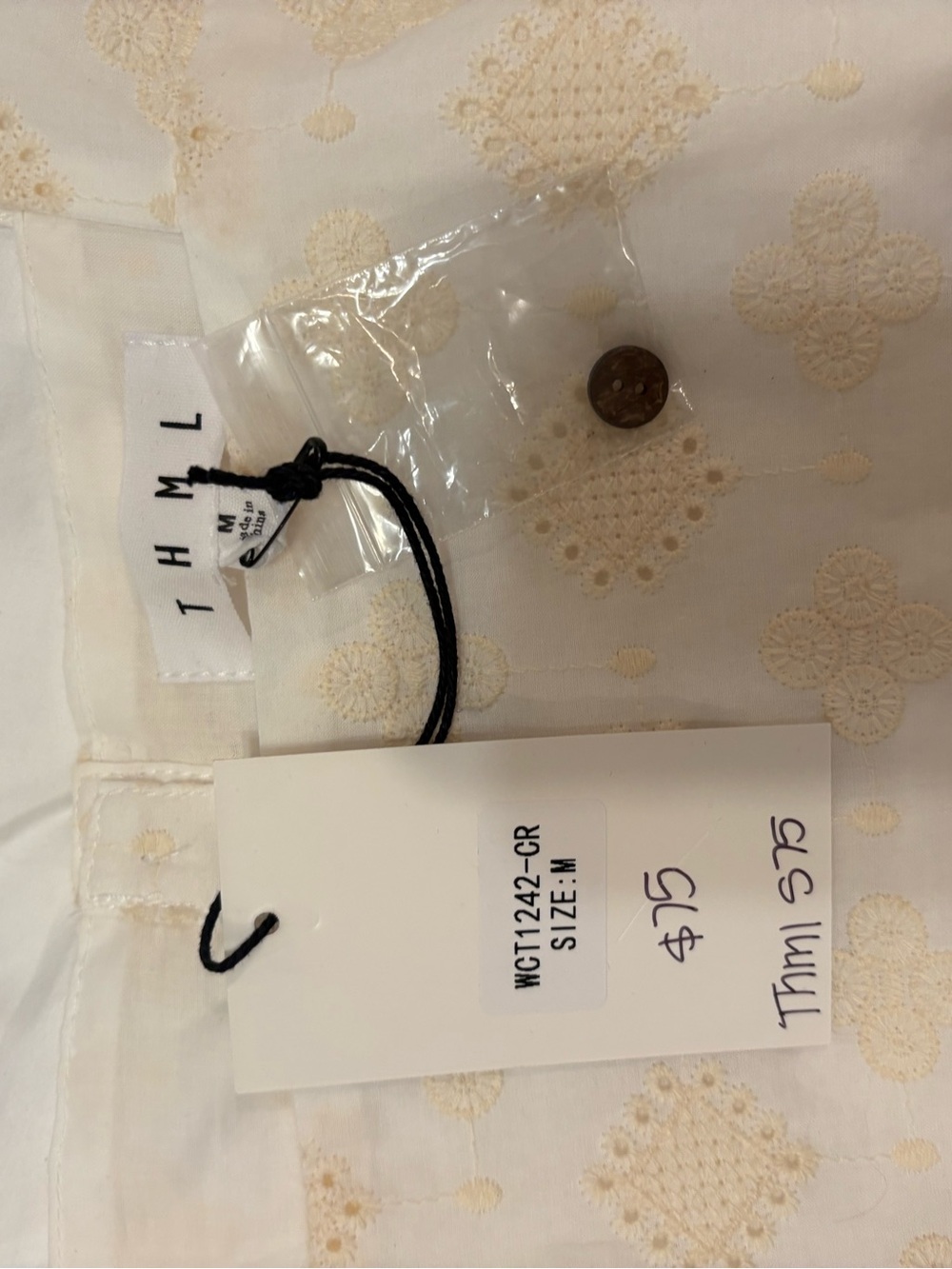 THML Cream Eyelet Ruffle-Sleeve Square Neck Blouse - Picture 3 of 5